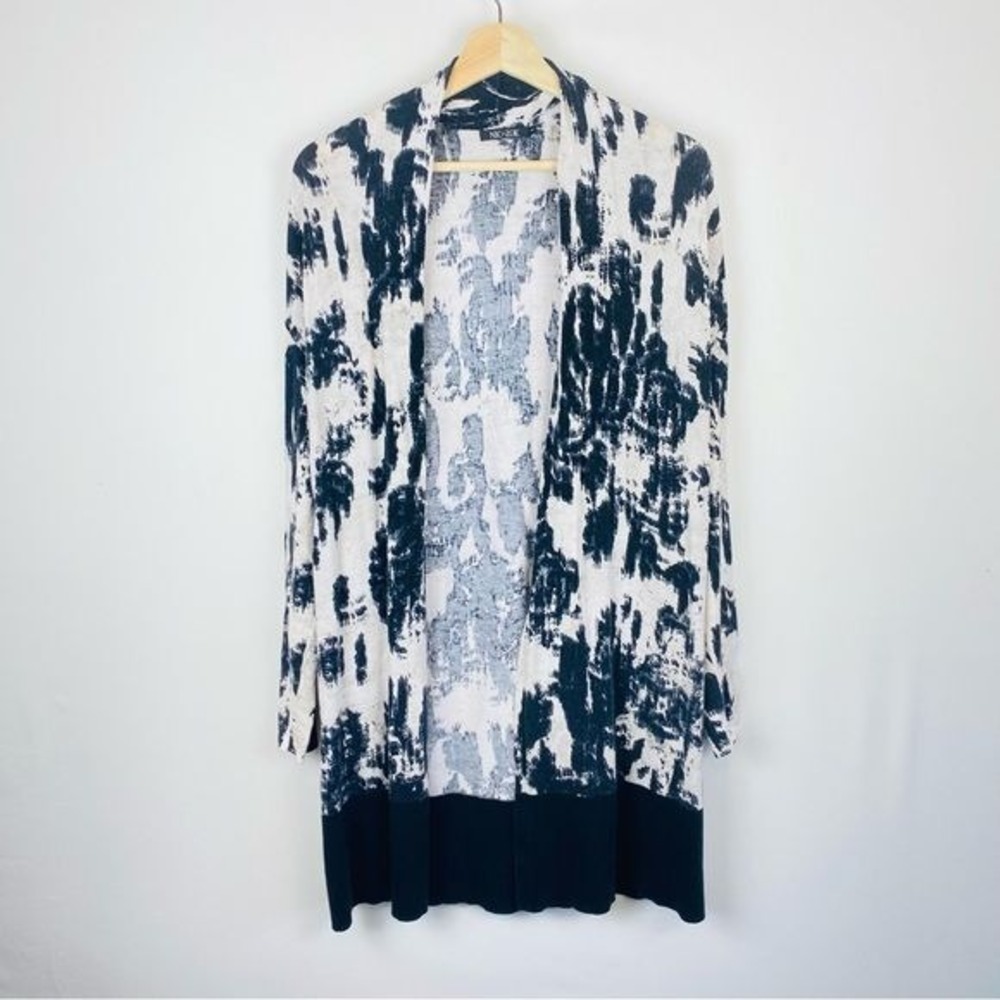 Nic + Zoe Long‎ Line Open Front Printed Cardigan Size Small